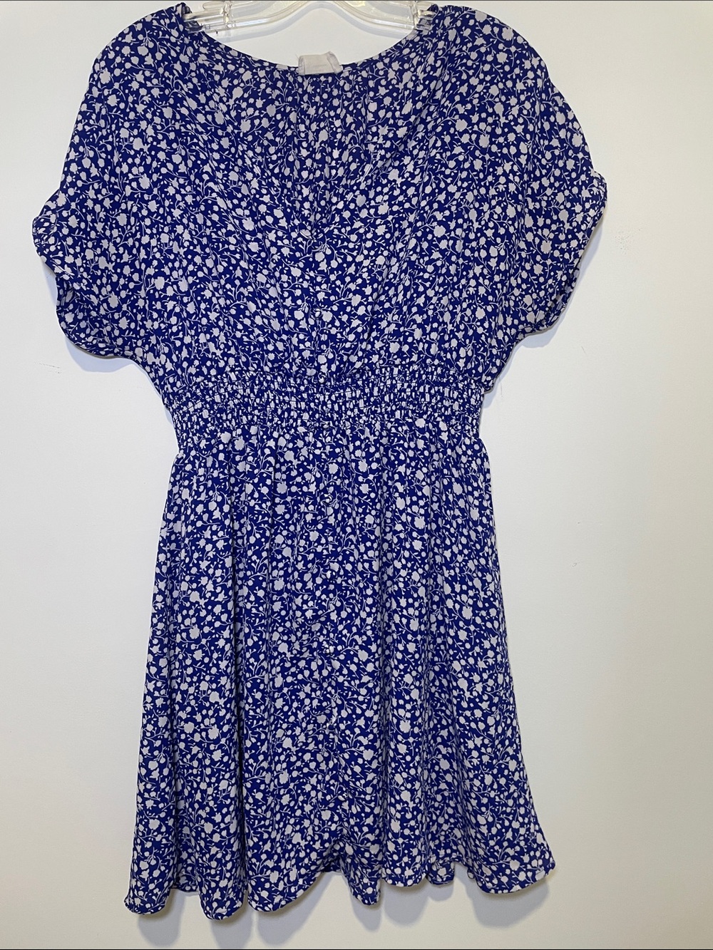 Sienna Sky Blue and White Floral Smocked Waist Dress